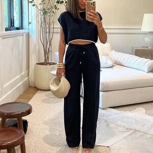 Zara navy and Cream Knit Sweater